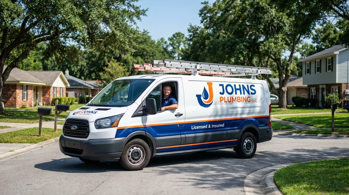 Johns Plumbing LLC service van in Okeene, OK