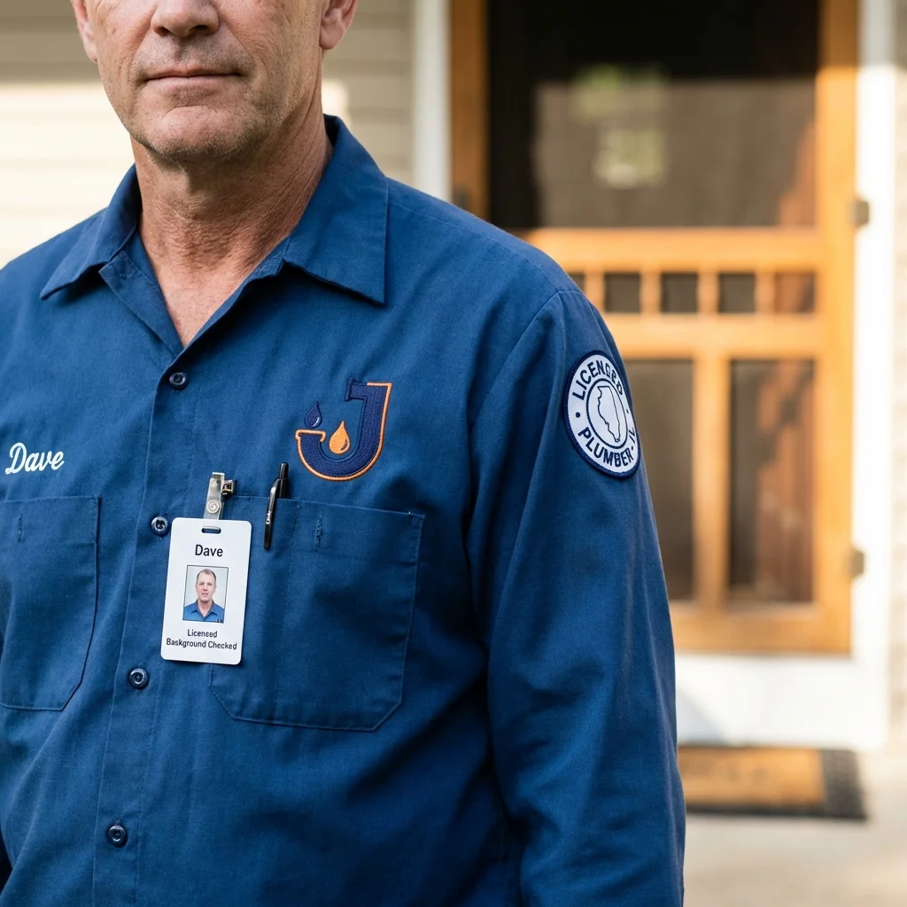 Licensed plumber showing ID badge in Okeene, OK