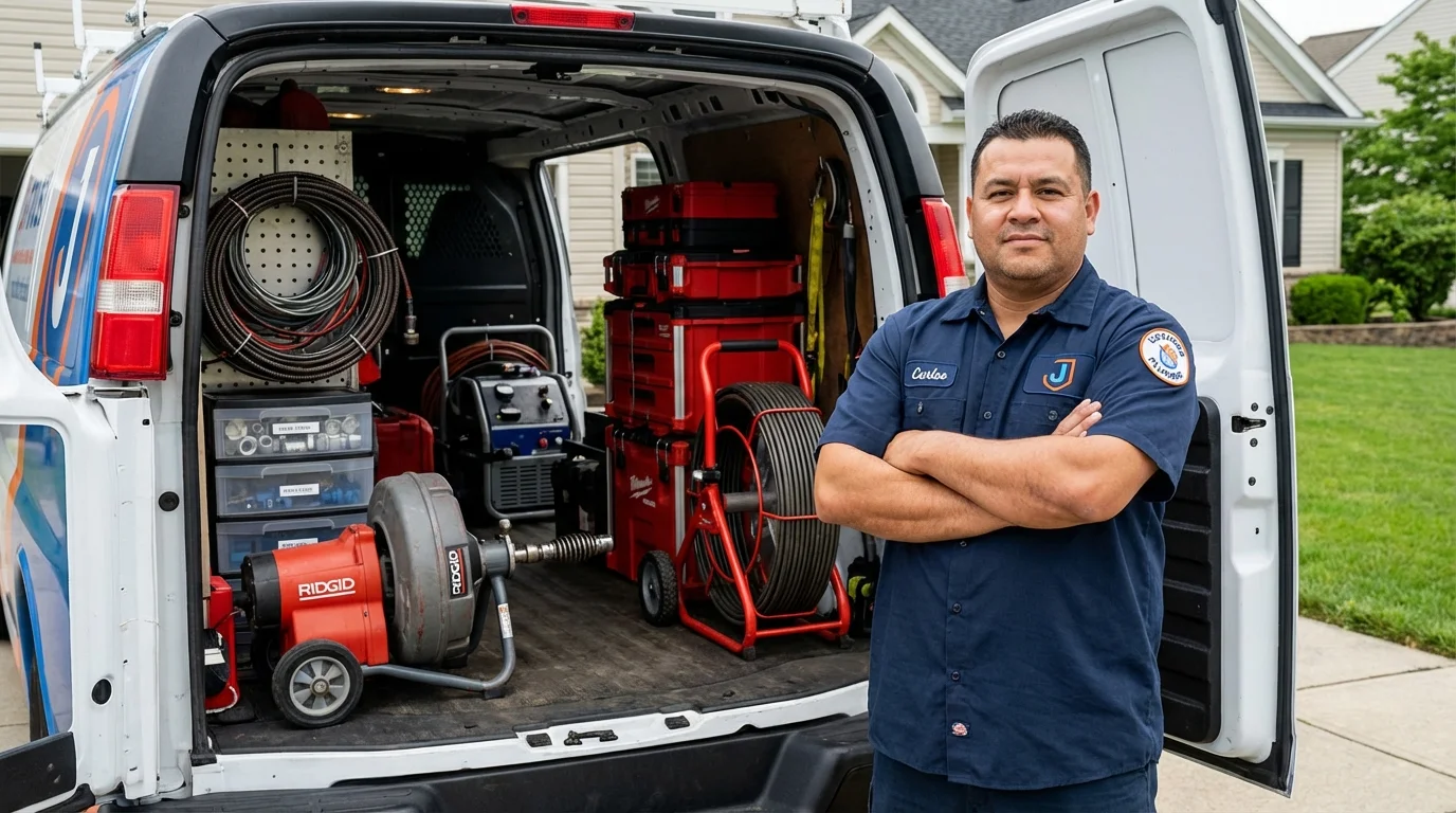 Professional drain cleaning equipment and Johns Plumbing LLC plumber in Okeene