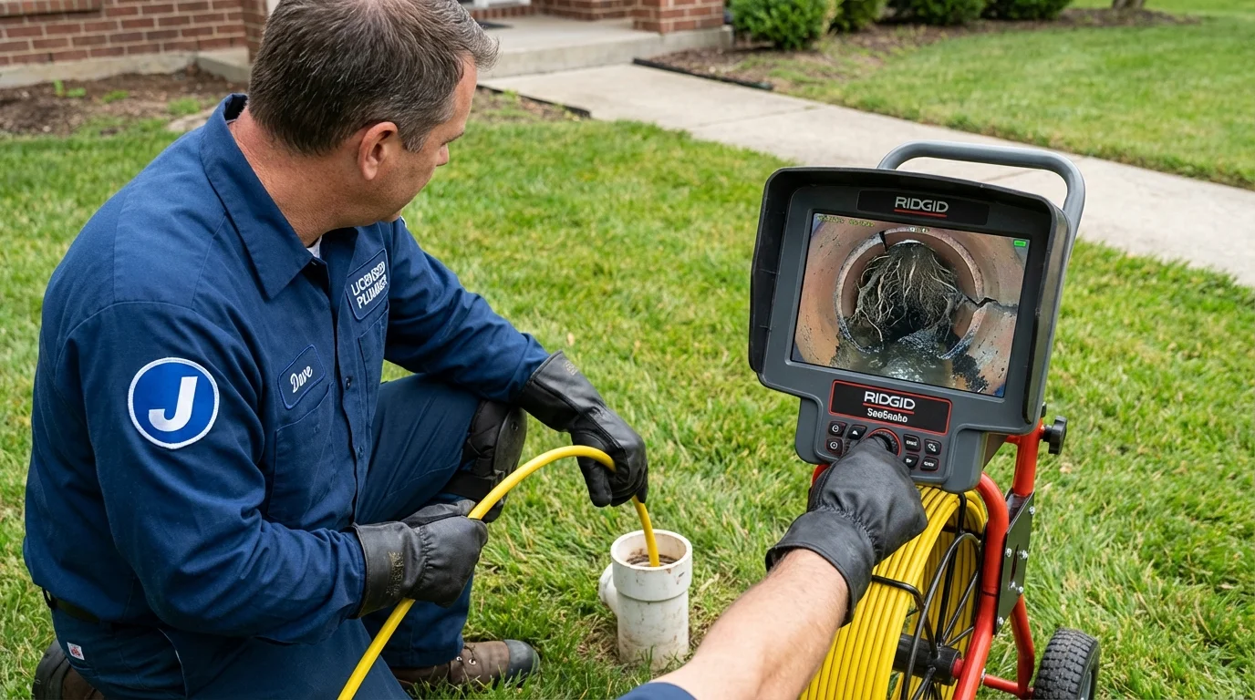 Sewer camera inspection being performed by Johns Plumbing LLC in Okeene